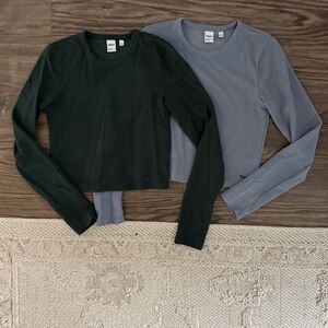 BUNDLE ARITZIA Tna Longsleeve Waffle-Knit Shirts